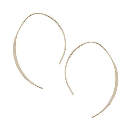 yellow gold plated upside down hoop earrings