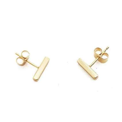 gold mini bar stud earrings