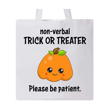 inktastic non-verbal trick-or-treater halloween candy bag