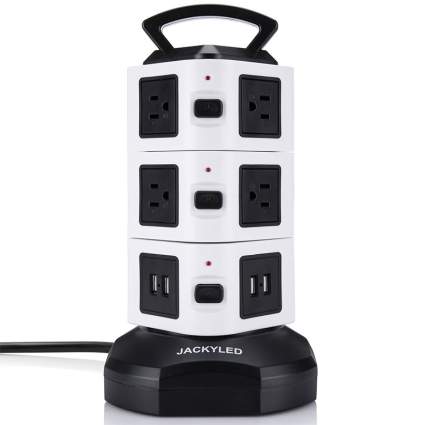 JACKYLED Power Strip Tower and Surge Protector best desk gadgets