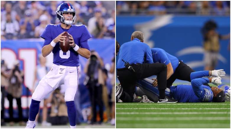 Daniel Jones has stellar first drive for Giants and Lions' Jermaine Kearse breaks leg on the first full night of the NFL preseason. 