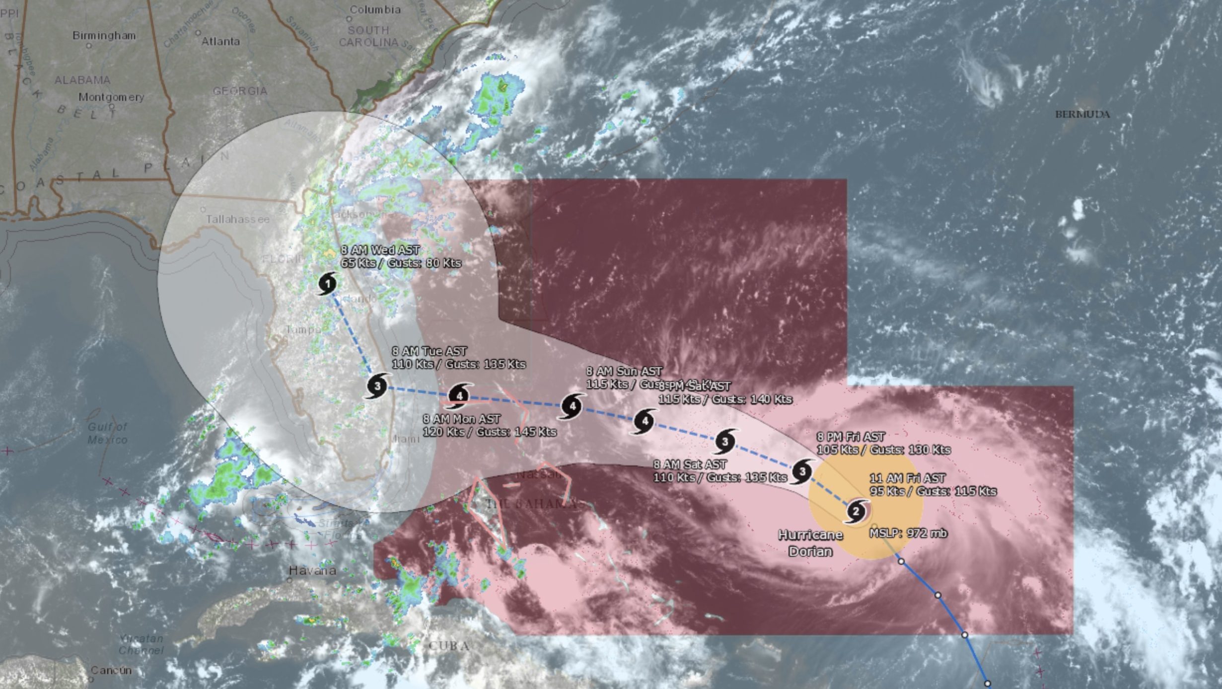 Hurricane Dorian Maps Projected Path & Live Trackers