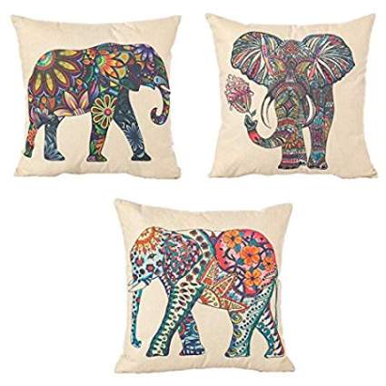 Linen Elephant Printed Pillows