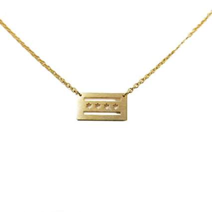 Chicago Flag Gold Plated Necklace