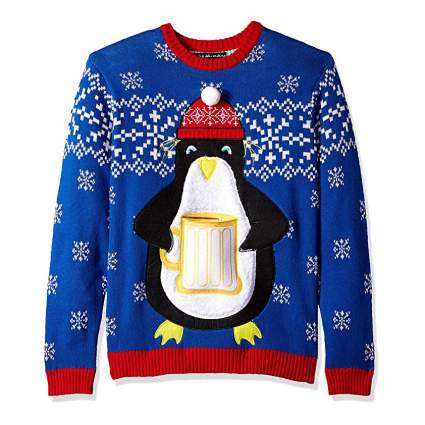 Blue penguin christmas sweater