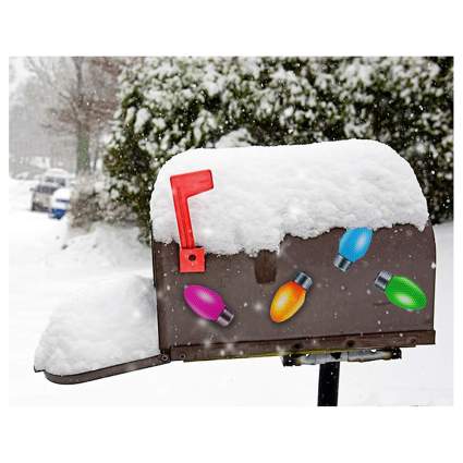 Mailbox with Christmas light ornaments