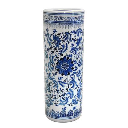blue and white porcelain umbrella stand