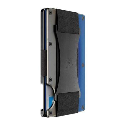 blue titanium metal rfid blocking wallet