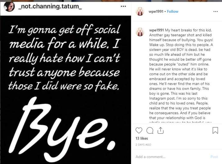 Channing Smith's Last Instagram Post