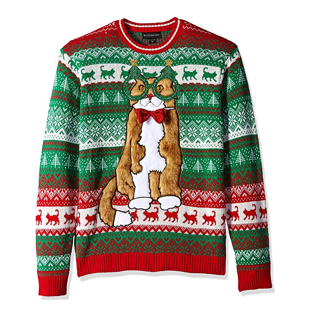 mens cat christmas sweater