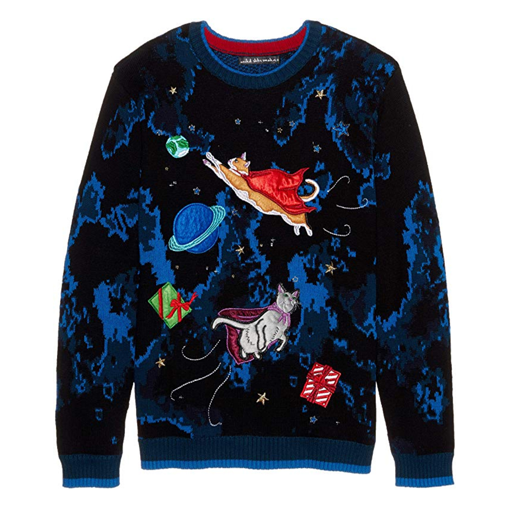 space cat christmas sweater