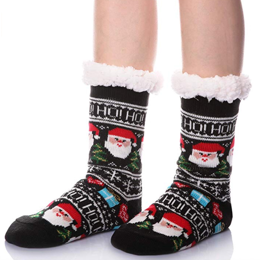 BingYELH Women Winter Socks Christmas Fuzzy Slipper Thicker Anti-Slip Floor Socks Christmas Socks