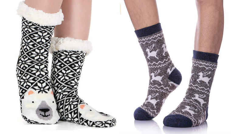 BingYELH Women Winter Socks Christmas Fuzzy Slipper Thicker Anti-Slip Floor Socks Christmas Socks