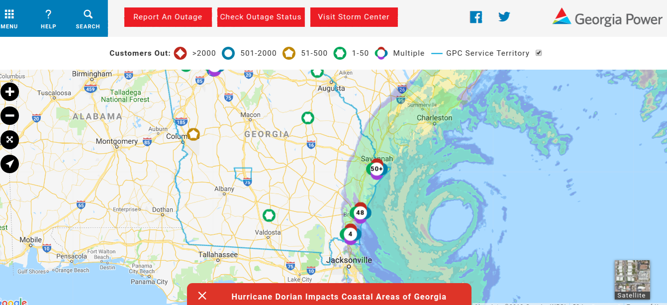 georgia hurricane dorian power outages maps | heavy