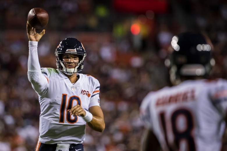 Mitchell Trubisky threw three TD passes to Taylor Gabriel in the second quarter on Monday night.