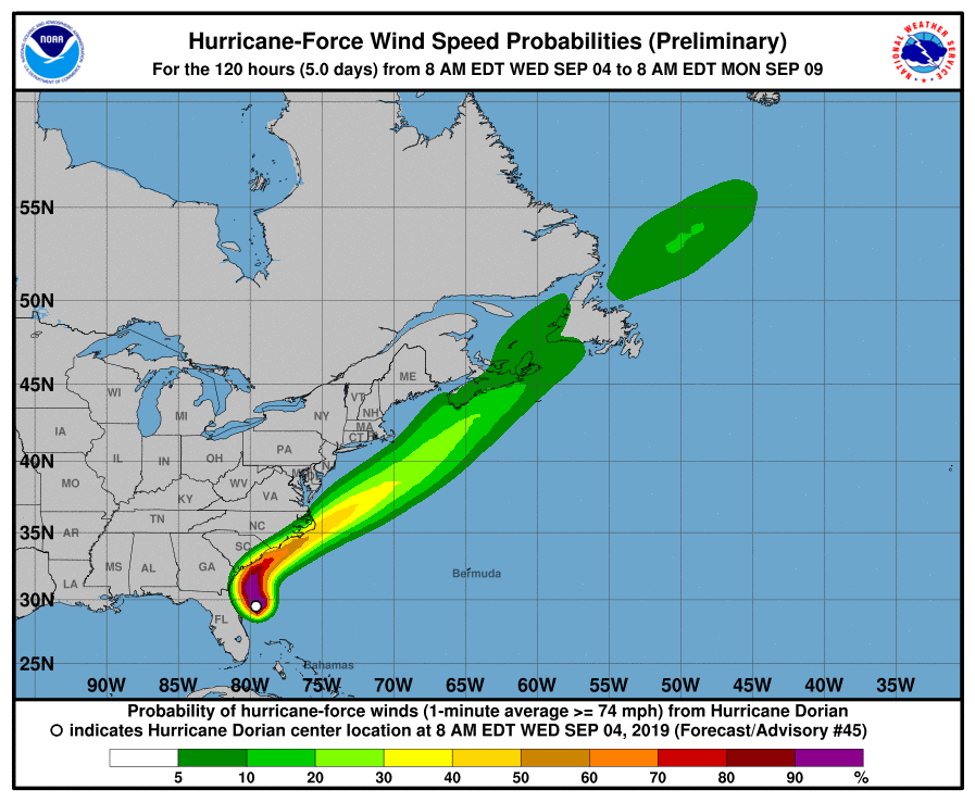 Hurricane Dorian Map: Projected Path & Live Tracker Sept. 4