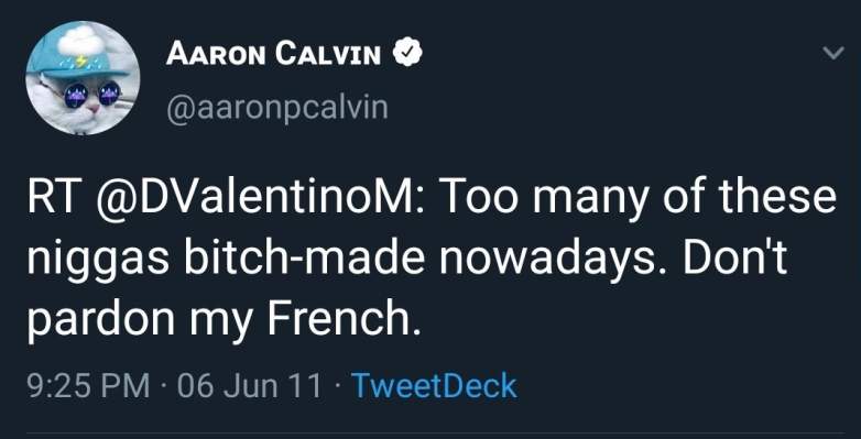 Aaron Calvin Offensive Tweet