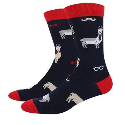 mens crazy christmas socks with llamas
