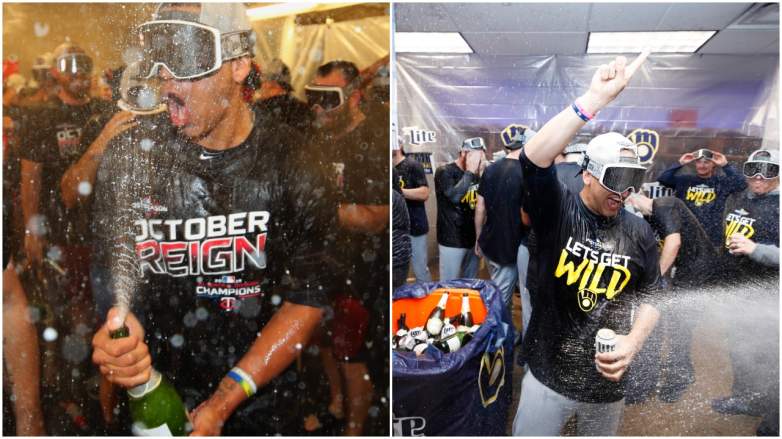 The Twins (left) clinched the AL Central title and the Brewers (right) secured a playoff berth on Wednesday. 
