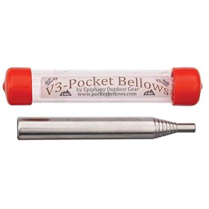 pocket bellows fire starting tool