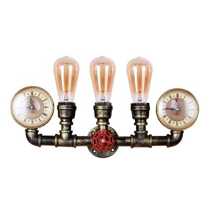 steampunk iron lighted wall sconce