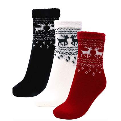 three-pack fuzzy christmas socks