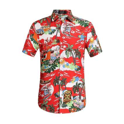 Men's Santa Claus Party Tropical Ugly Hawaiian Christmas Shirts