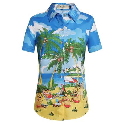 Women's Tropical Party Casual Ugly Hawaiian Christmas Shirts