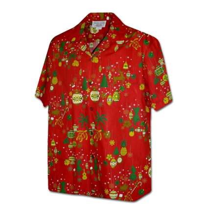 Hawaiian Christmas Ornaments Men's Aloha Shirt