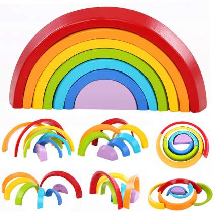 Lewo Wooden Rainbow Stacking Game