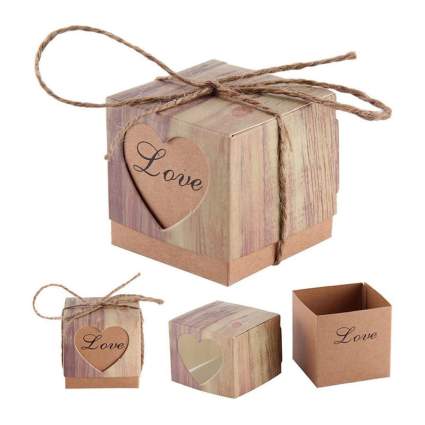 two layer faux wood gift boxes with rustic twine