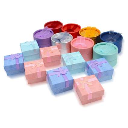 Colorful round and square gift boxes