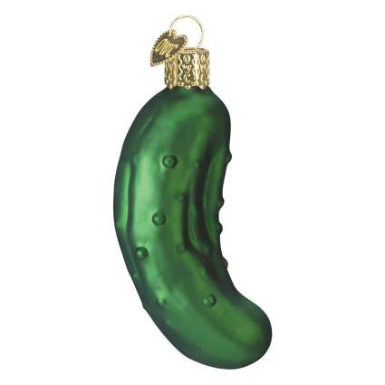 Metallic green glass pickle