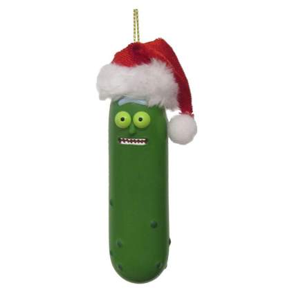 Pickle Rick in a Santa hat