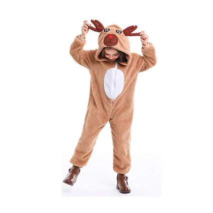 APRILALEX Kids Christmas Reindeer Hooded Jumpsuit