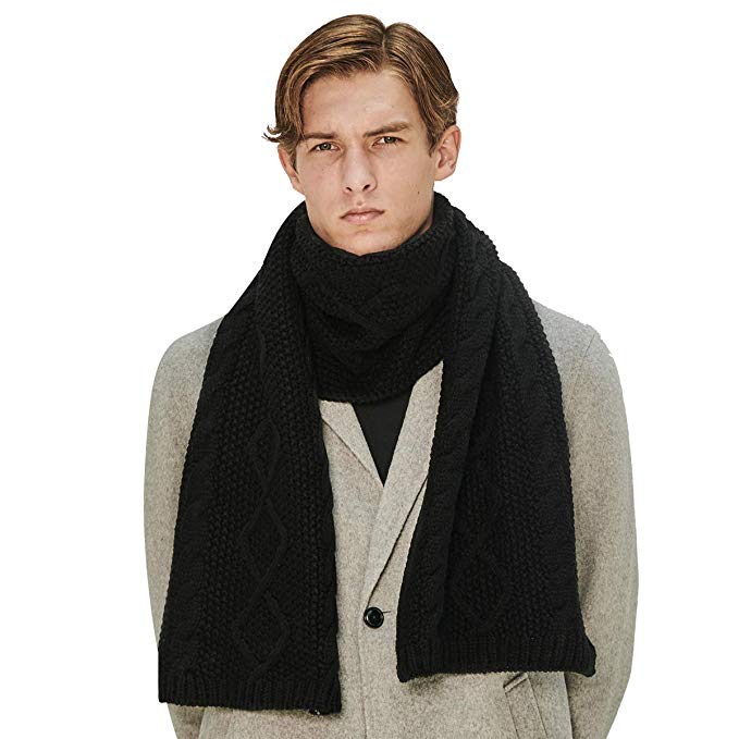 CCAILIS Men's Scarves Shawls Autumn and Winter Knit Long Section Warm Fashion Versatile Simple,OneColor-30175cm