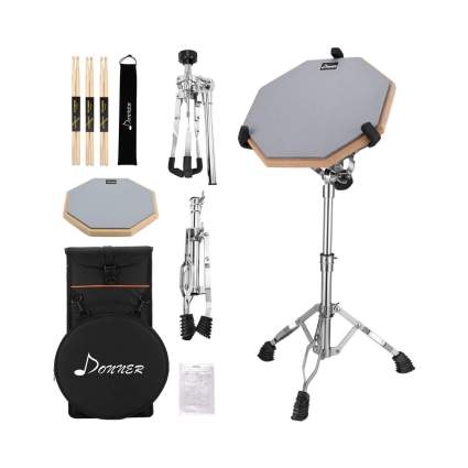 Donner Drum Practice Pad With Snare Drum Stand Adjustable Kit