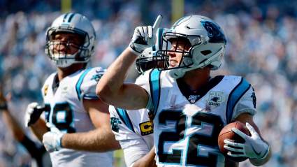 Panthers RB Christian McCaffrey Meets ‘Peaky Blinders’ Star in Pregame