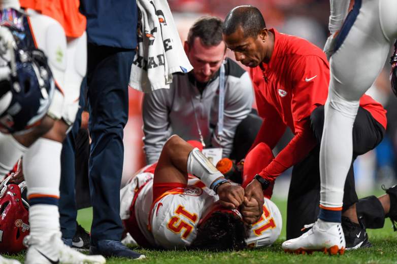 Chiefs QB Patrick Mahomes suffers a serious knee injury during the second quarter of Thursday night's game.