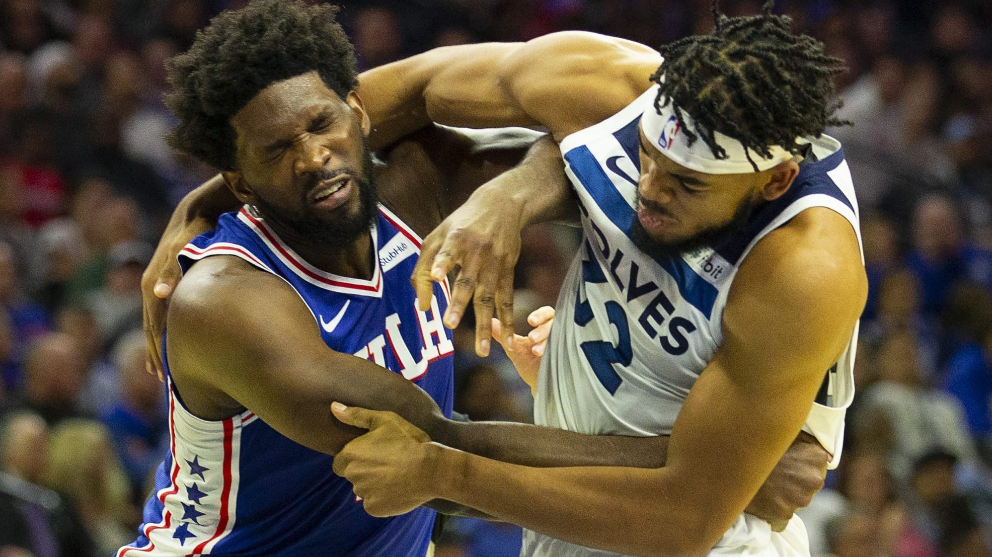 Joel Embiid, Karl-Anthony Towns Fight In Philadelphia