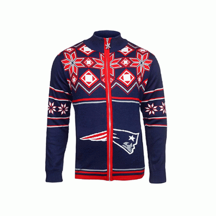 patriots zip up ugly sweater