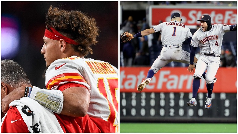 Patrick Mahomes suffered a serious knee injury and the Astros beat the Yankees 8-3 in Game 4.
