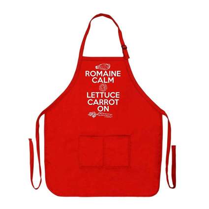 romaine calm funny red apron