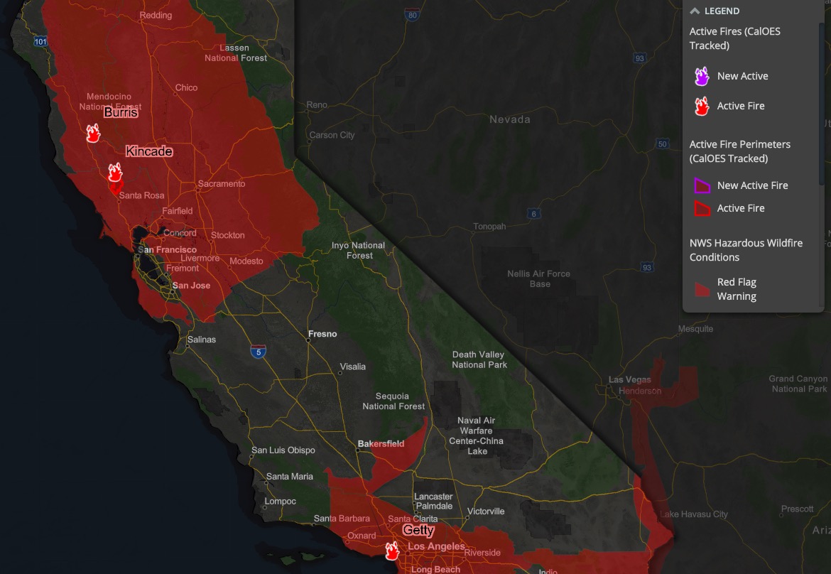 california fires 2017 map