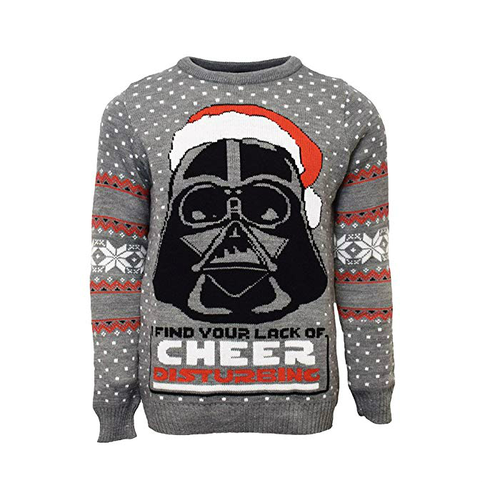 Star Wars Boba Fett/Darth Vader Ugly Sweater Pattern Men's Crew Christmas Socks 
