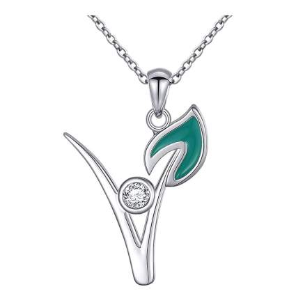 sterling silver vegan symbol necklace