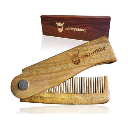 Striking Viking Folding Wooden Beard & Mustache Comb