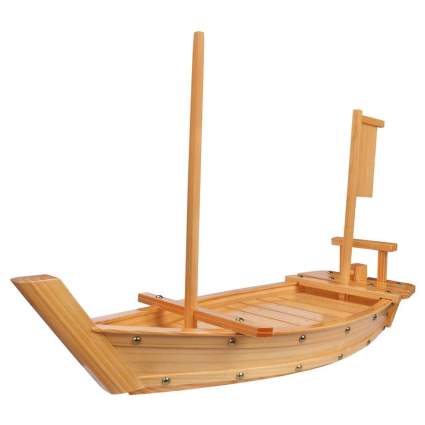 wooden sushi boat