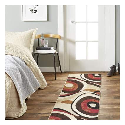 brown and red runner rug