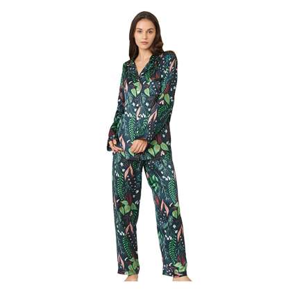 floral print silk pajama set